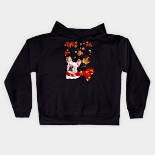 Maple Leaf French Bulldog Fall Hello Autumn Gift Kids Hoodie